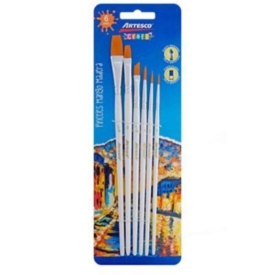 Pinceles Artesco Delgados Punta Redonda Surtidos Empaque 6 Und