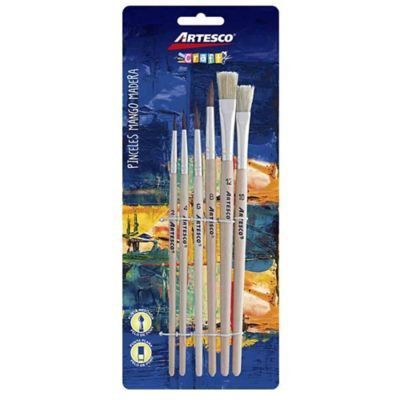 Pinceles Artesco Pelo Pony Punta Redonda Empaque 6 Und