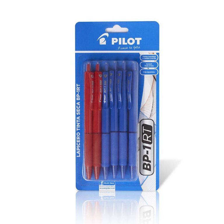 Lapicero Pilot Tinta Seca 4 Azul + 2 Rojo Empaque 6 Und