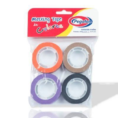 Cinta Pegafan Masking Tape Colores 19mm x 10m Empaque 4 Und