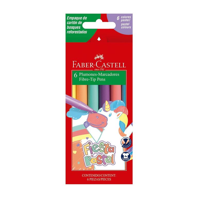 Plumones Faber Castell Fiesta 45 Pastel Caja 6 Und