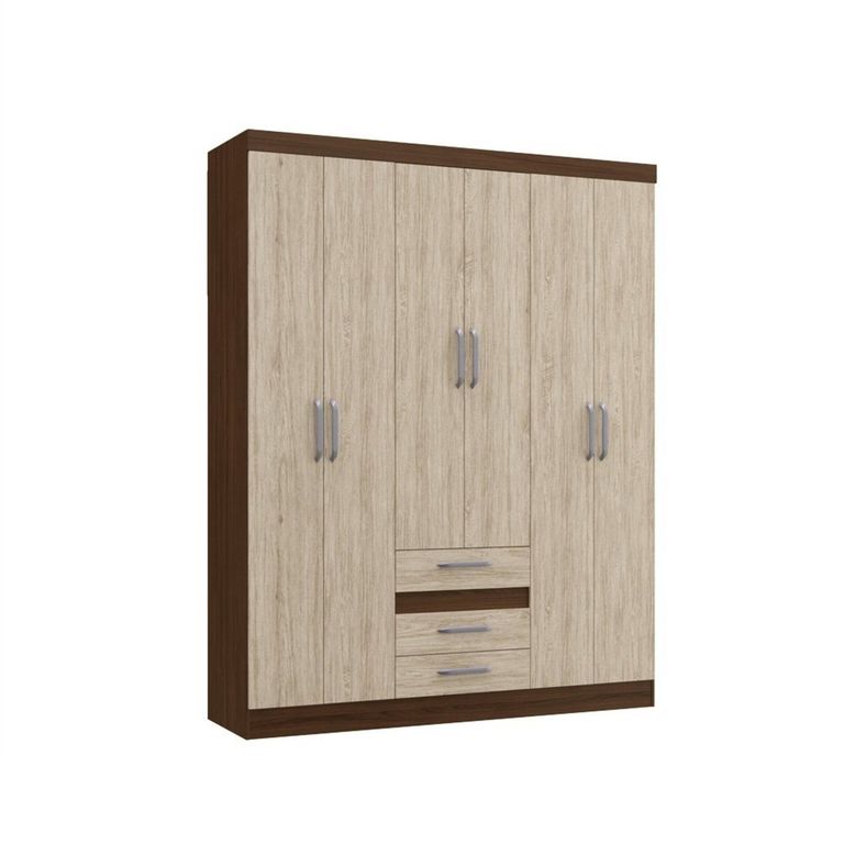 Ropero 6 Puertas 3 Cajones Cacao Malbec