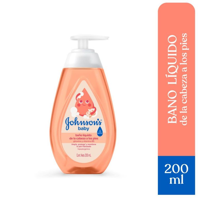 Baño Líquido Johnsons Baby Cabezas a Pies Envase 200 mL