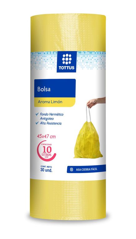 Bolsa de Basura Perfumada Limón Tottus 10 L Empaque 30 Und