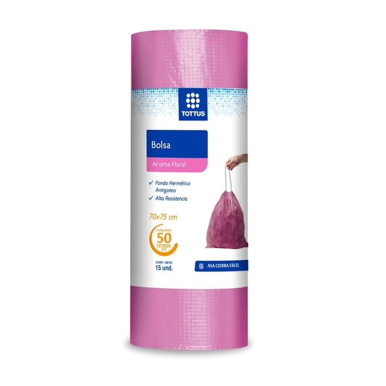 Bolsa de Basura Perfumada Tottus Floral 50L Empaque 15 Und