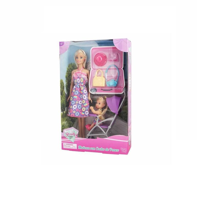 Muñeca Fashion con Coche y Niña