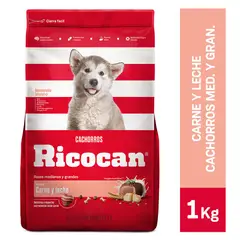 RICOCAN - Alimento Seco Cachorros Ricocan Carne y Leche Bolsa 1 Kg