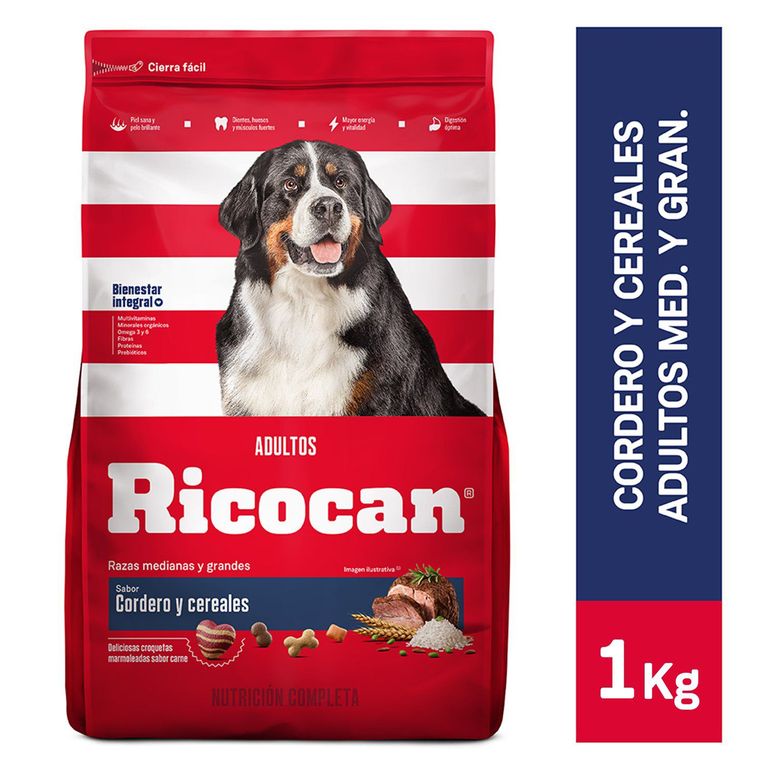 Alimento Seco Perros Adultos Medianos Ricocan Cordero Bolsa 1 Kg