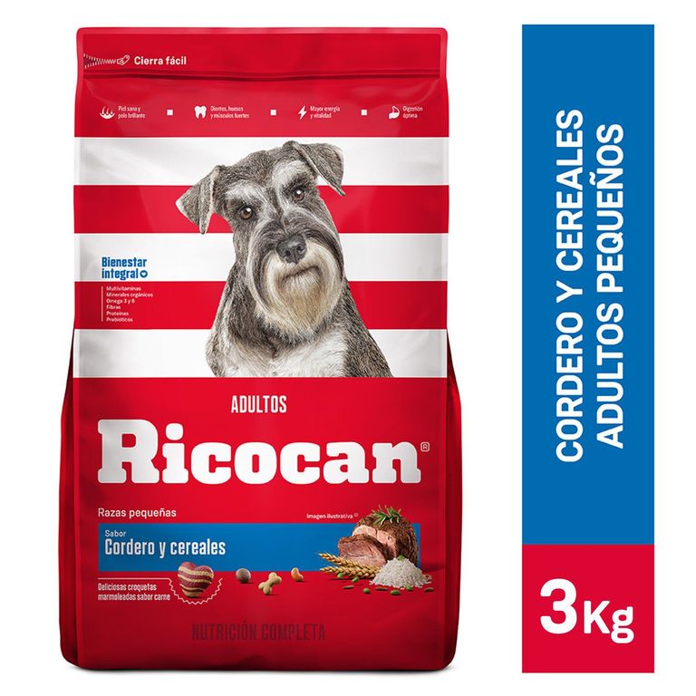 Alimento Seco Perros Adultos Pequeños Ricocan Cordero Bolsa 3 Kg