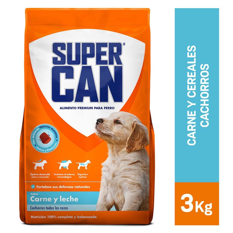 Alimento Seco Cachorros Supercan Carne y Leche Bolsa 3 Kg