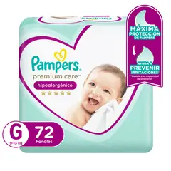 PAMPERS - Pañales Premium Care Talla G Empaque 72 Und