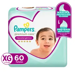 PAMPERS - Pañales Premium Care Talla XG Empaque 60 Und