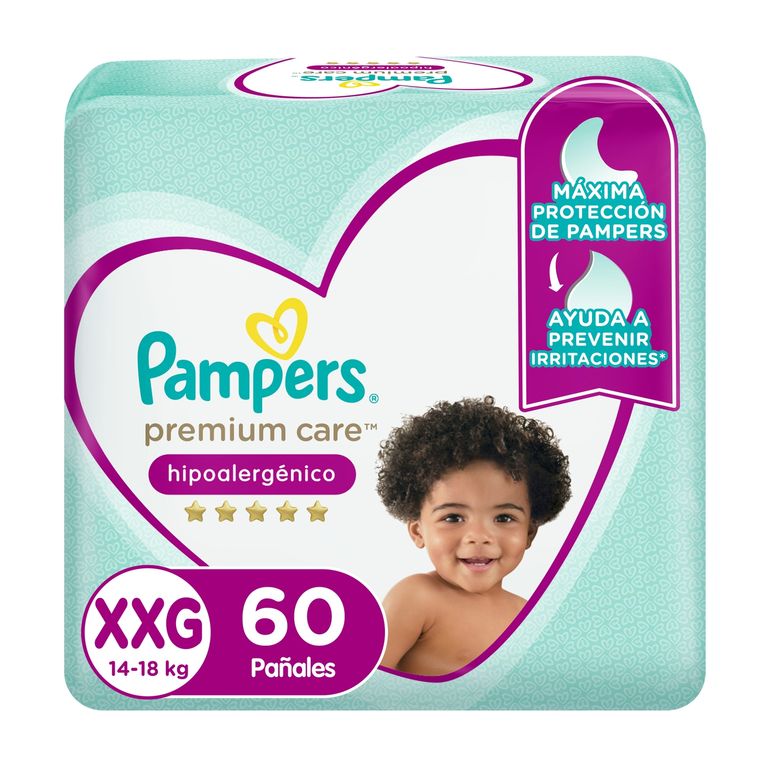 Pañales Premium Care Pampers Talla XXG Empaque 60 Und