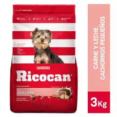 RICOCAN - Alimento Seco Cachorros Pequeños Ricocan Carne y Leche Bolsa 3 Kg