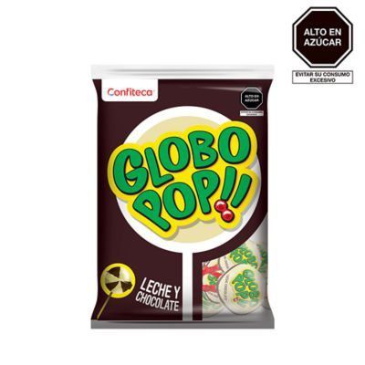 Chupetín Globo Pop Leche y Chocolate Bolsa 432 g