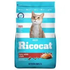 RICOCAT - Comida para Gatos de 1 a Más Años Sabor Carne Salmón y Leche 1 kg