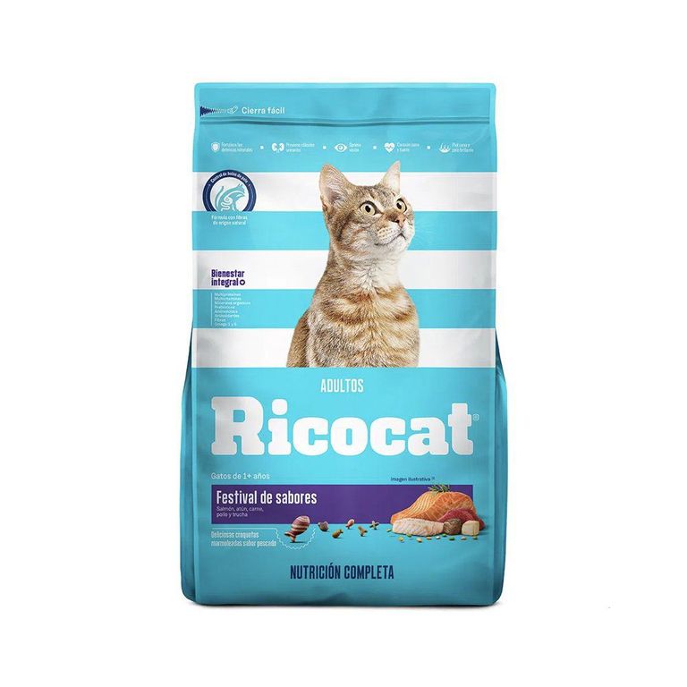 Alimento Seco Gatos Adultos Ricocat Festival de Sabores Bolsa 1 Kg
