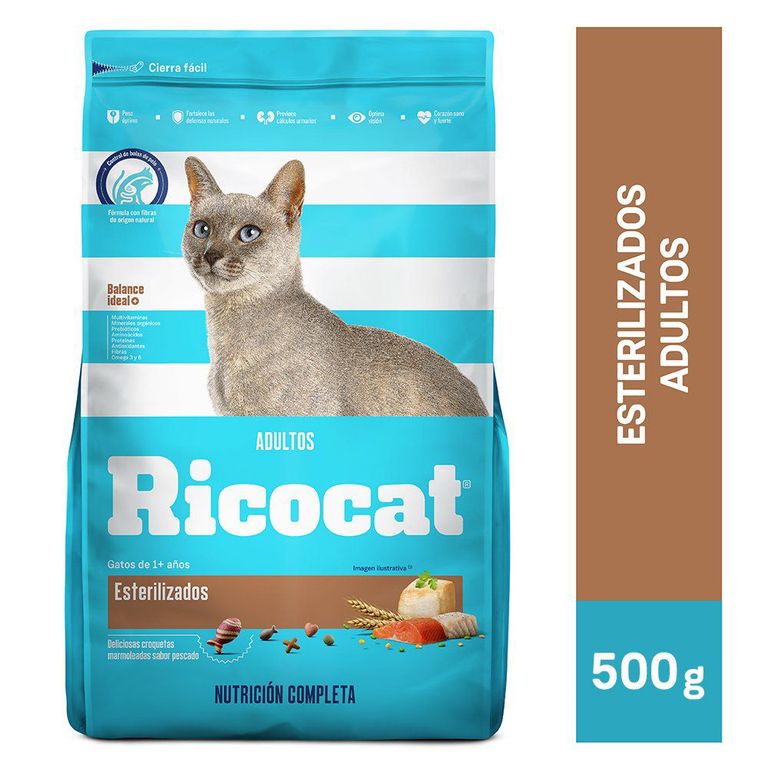 Alimento Seco Gatos Esterilizados Ricocat Pescado Bolsa 500 g