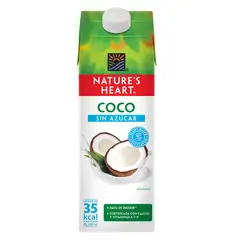 NATURES HEART - Bebida de Coco Sin Azúcar Caja 946 mL