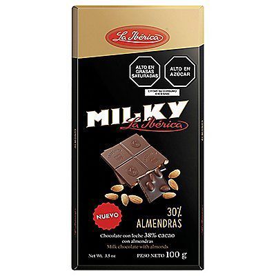 Chocolate en Barra La Iberica Milky con Almendras Empaque 100 g