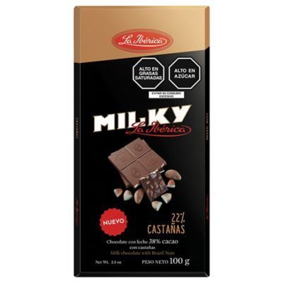 Chocolate en Barra La Iberica Milky con Castaña Empaque 100 g