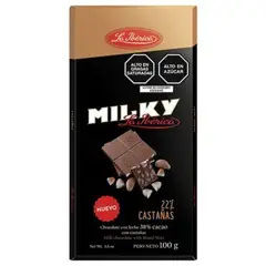 LA IBERICA - Chocolate en Barra La Iberica Milky con Castaña Empaque 100 g
