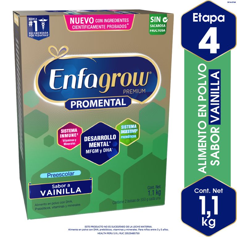 Fórmula Infantil Enfagrow Promental Preescolar Vainilla Lata 1.1 Kg