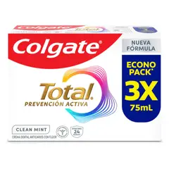 COLGATE - Pasta Dental Total Clean Mint Prevención Activa Pack 3 Und
