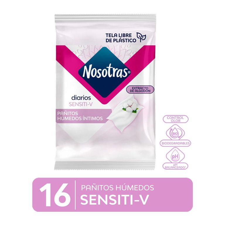 Pañitos Íntimos Nosotras Sensiti V Empaque 16 Und