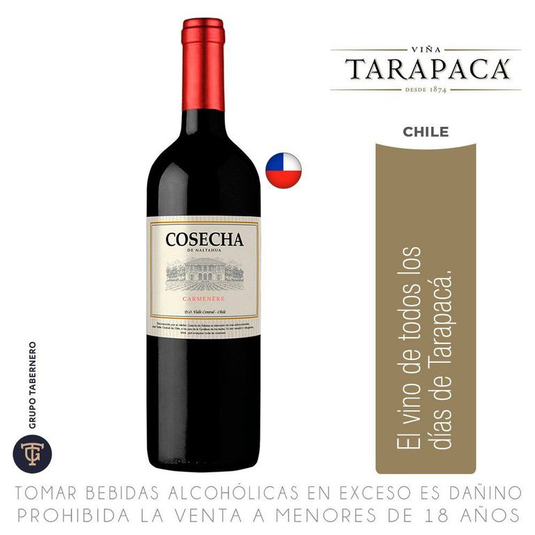Vino Tinto Tarapacá Carmenere Botella 750 mL