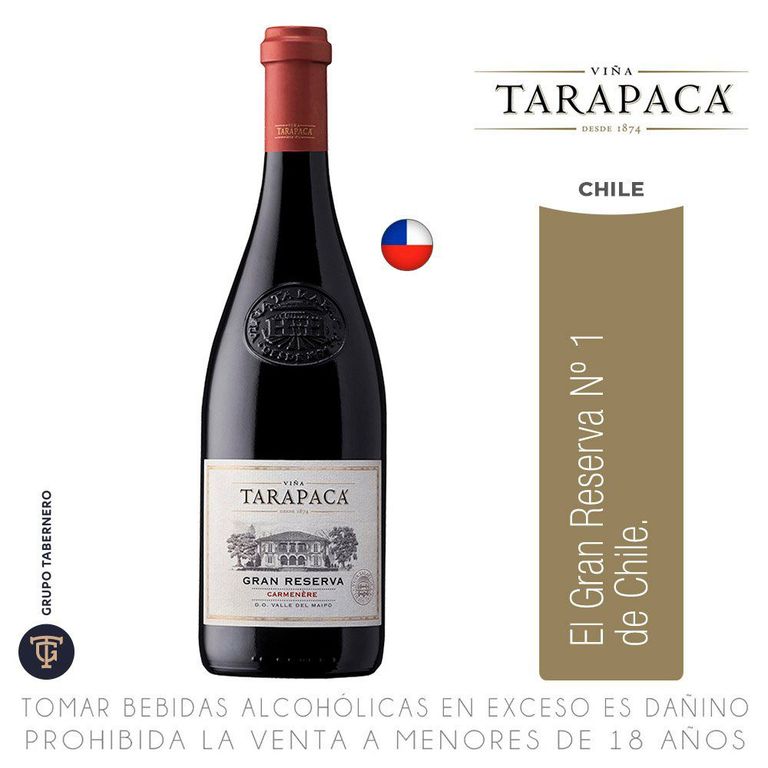 Vino Tarapacá Gran Reserva Carmenere Botella 750 mL