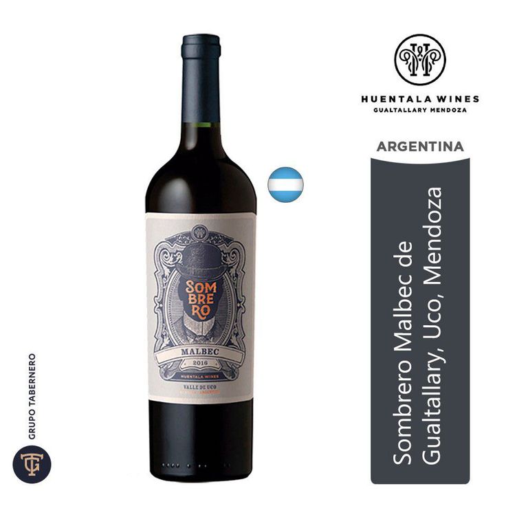 Vino Huentala Wines Sombrero Malbec Botella 750 mL