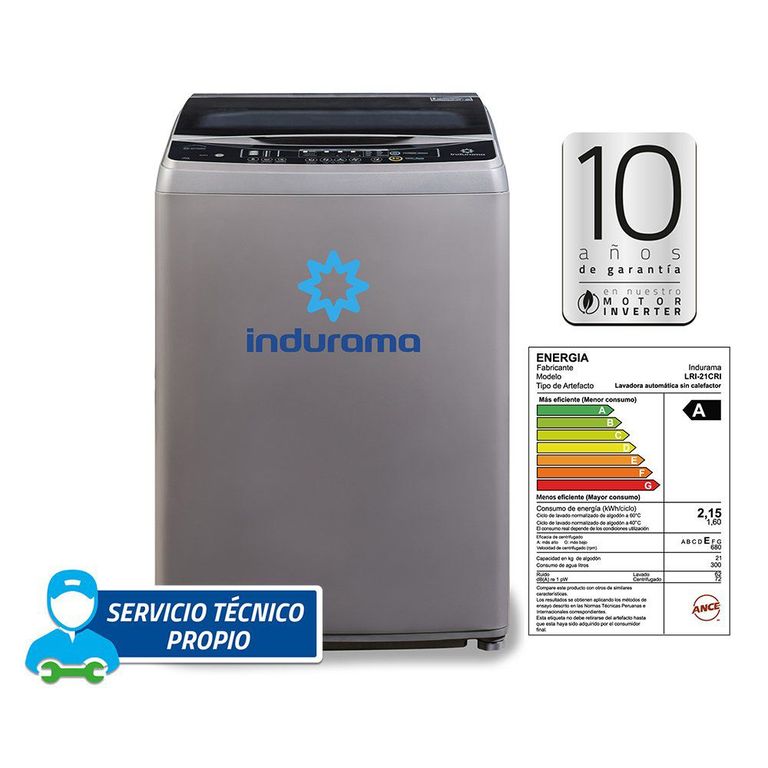 Lavadora 21 Kg Carga Superior Motor Inverter LRI-21CRI Gris Oscuro