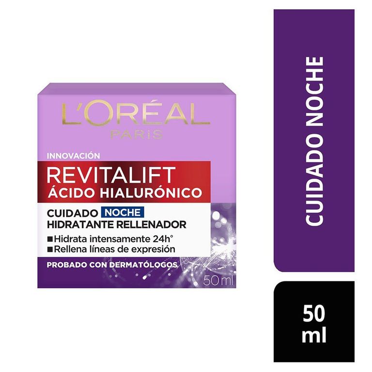 Crema Facial Nocturna L’Oréal Revitalift Ácido Hialurónico Antiarrugas Caja 50 mL