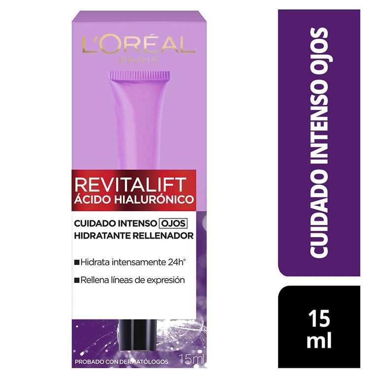 Crema Contorno de Ojos L’Oréal Revitalift Ácido Hialurónico Antiarrugas Caja 15 mL