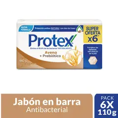 PROTEX - Jabón Antibacterial Avena Pack 6 Empaques 110 g
