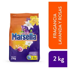MARSELLA - Detergente Polvo Pétalos Lavanda Rosas Bolsa 2 Kg