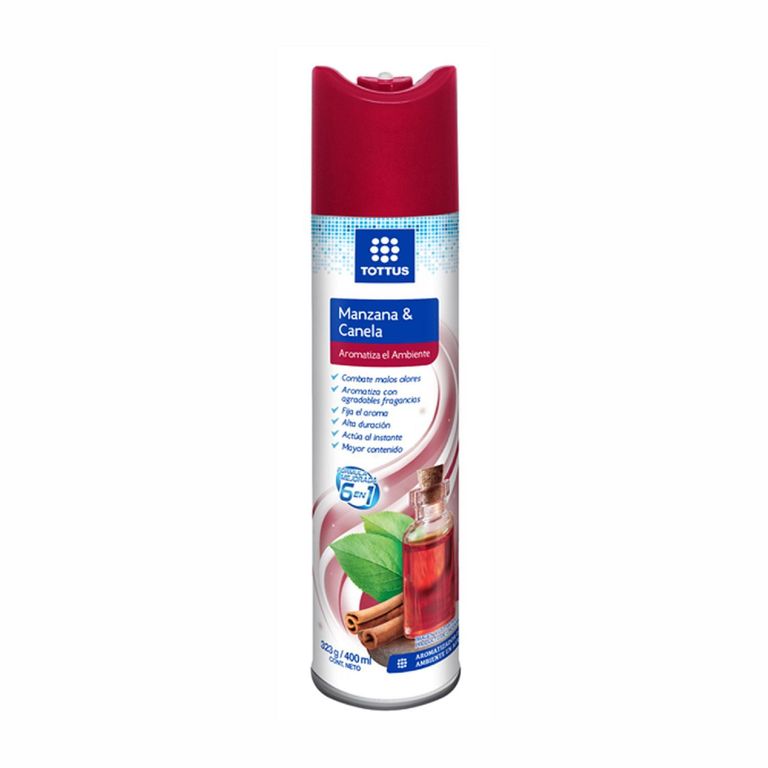 Ambientador en Aerosol Tottus Manzana Canela Envase 400 mL