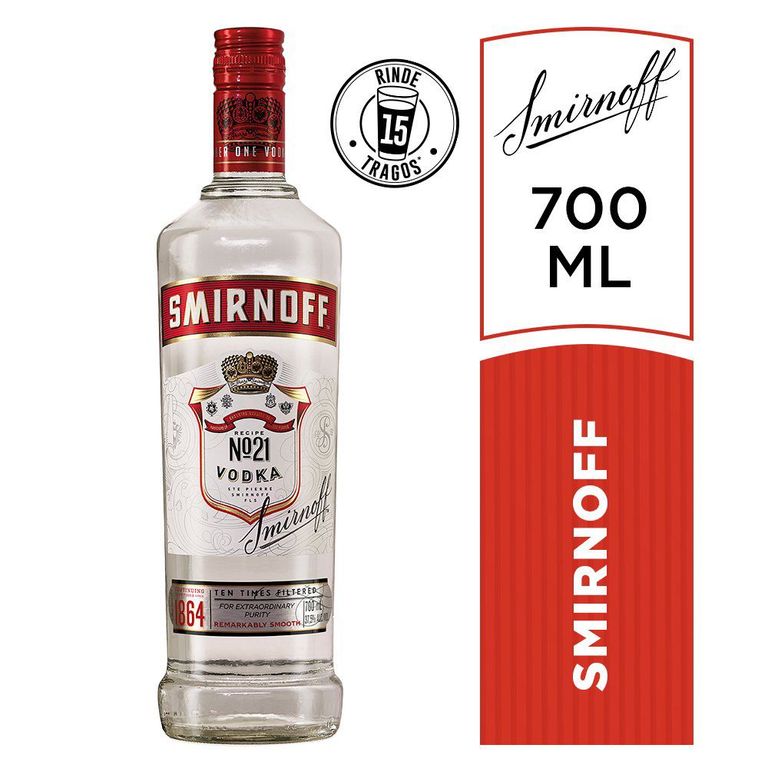 Vodka Smirnoff Red Botella 700 mL