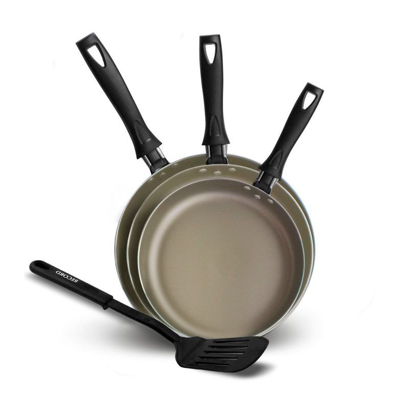 Tripack Sartenes Rojo Nro 18-22-24 cm Y Espátula