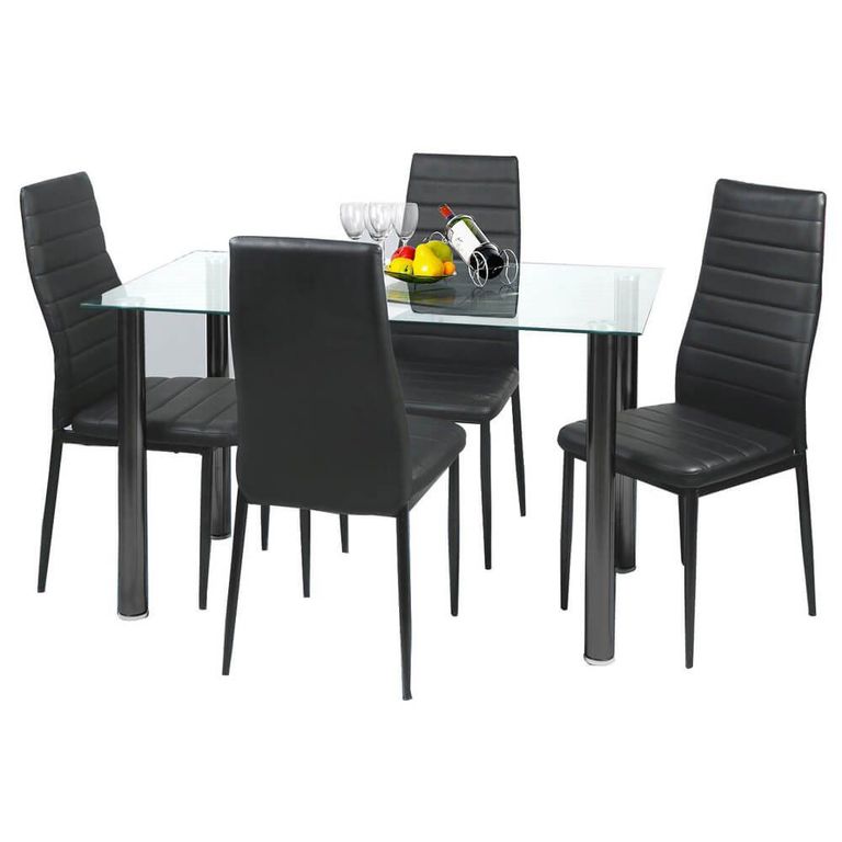 Juego de comedor Kiel 4 Sillas + Mesa de Vidrio