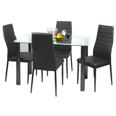 undefined - Juego de comedor Kiel 4 Sillas + Mesa de Vidrio