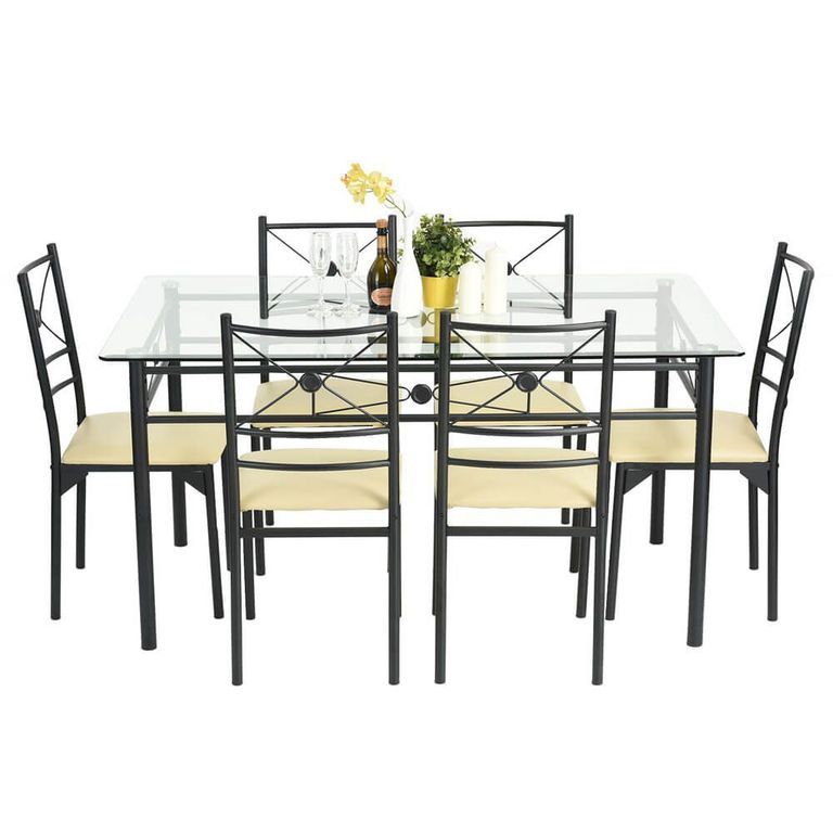 Juego de Comedor Isadora 6 Sillas + Mesa de Vidrio