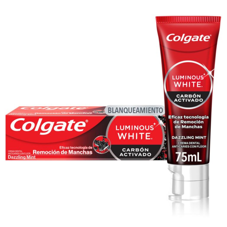 Crema Dental Blanqueadora Colgate Luminous White Carbón Envase 75 mL