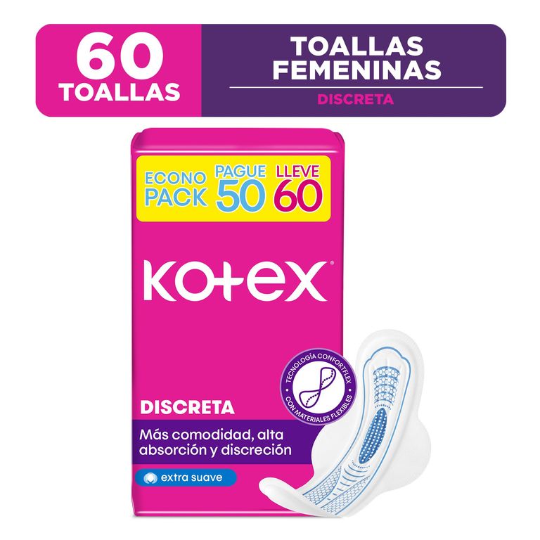 Toalla Higiénica Kotex Ultrafina Antibacterial Empaque 60 Und