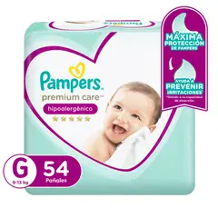PAMPERS - Pañales Premium Care Talla G Empaque 54 Und