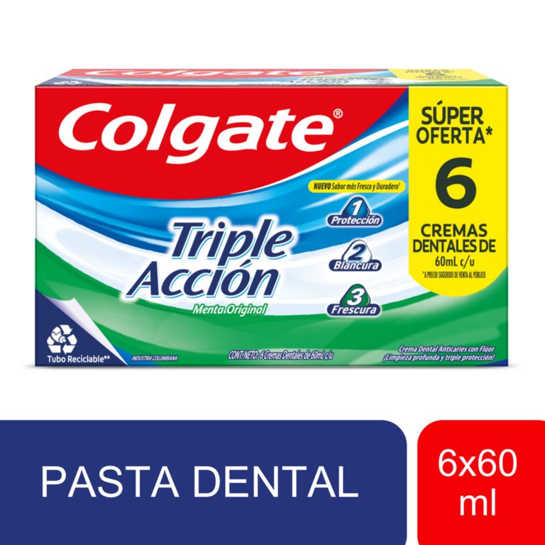 Crema Dental Colgate Triple Accion Caja 6 Und 60 ml