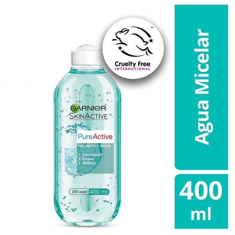 Agua Micelar Garnier Skin Active Pure Piel Mixta a Grasa Envase 400 mL