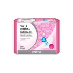 TOTTUS - Toallas Higiénicas Barrera Gel Absorción Empaque 8 Und
