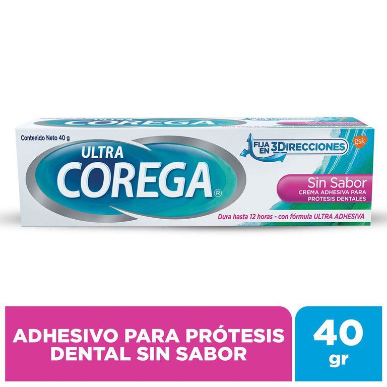 Crema Adhesiva Corega Prótesis Dental Ultra Sin Sabor Envase 40 g
